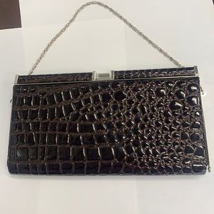 Elegant  Faux Patent Crocodile Clutch Purse NWT
